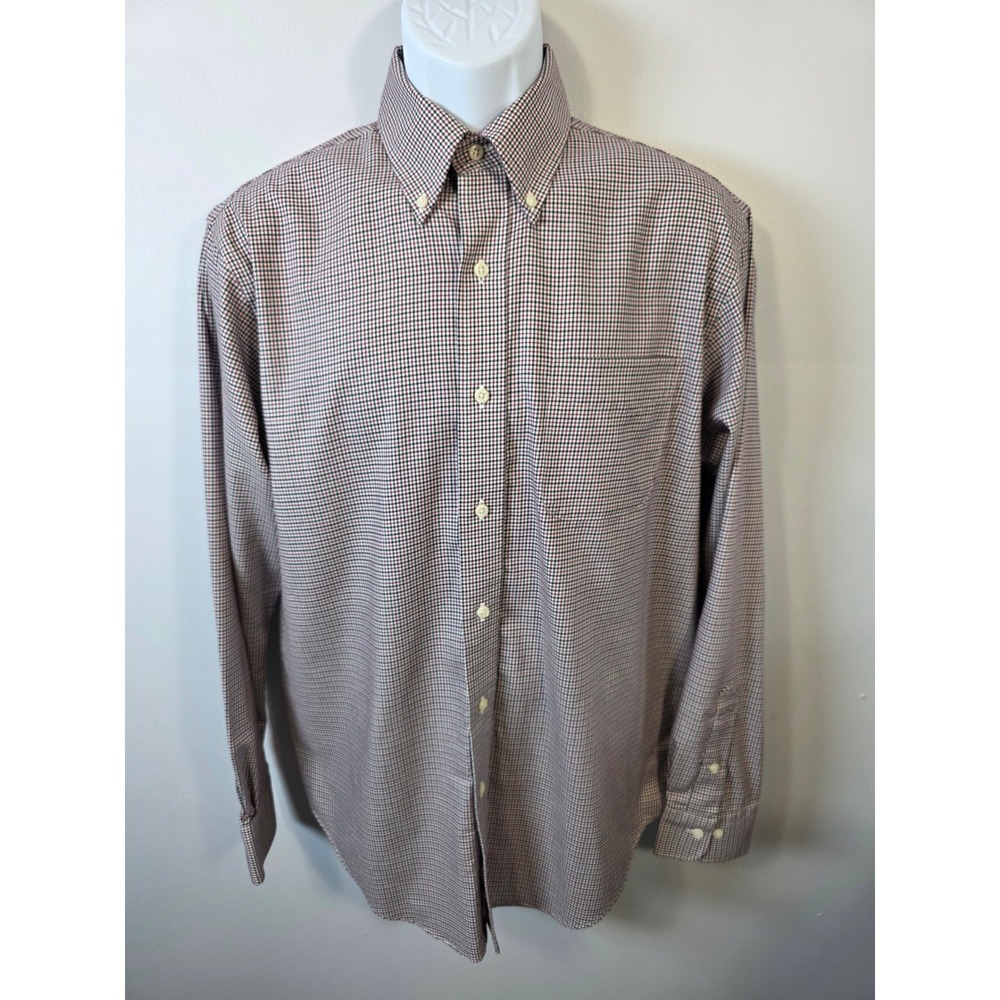Lauren Ralph Lauren Mens Classic Fit Non Iron Shirt Burgundy Check 15.5 34/35